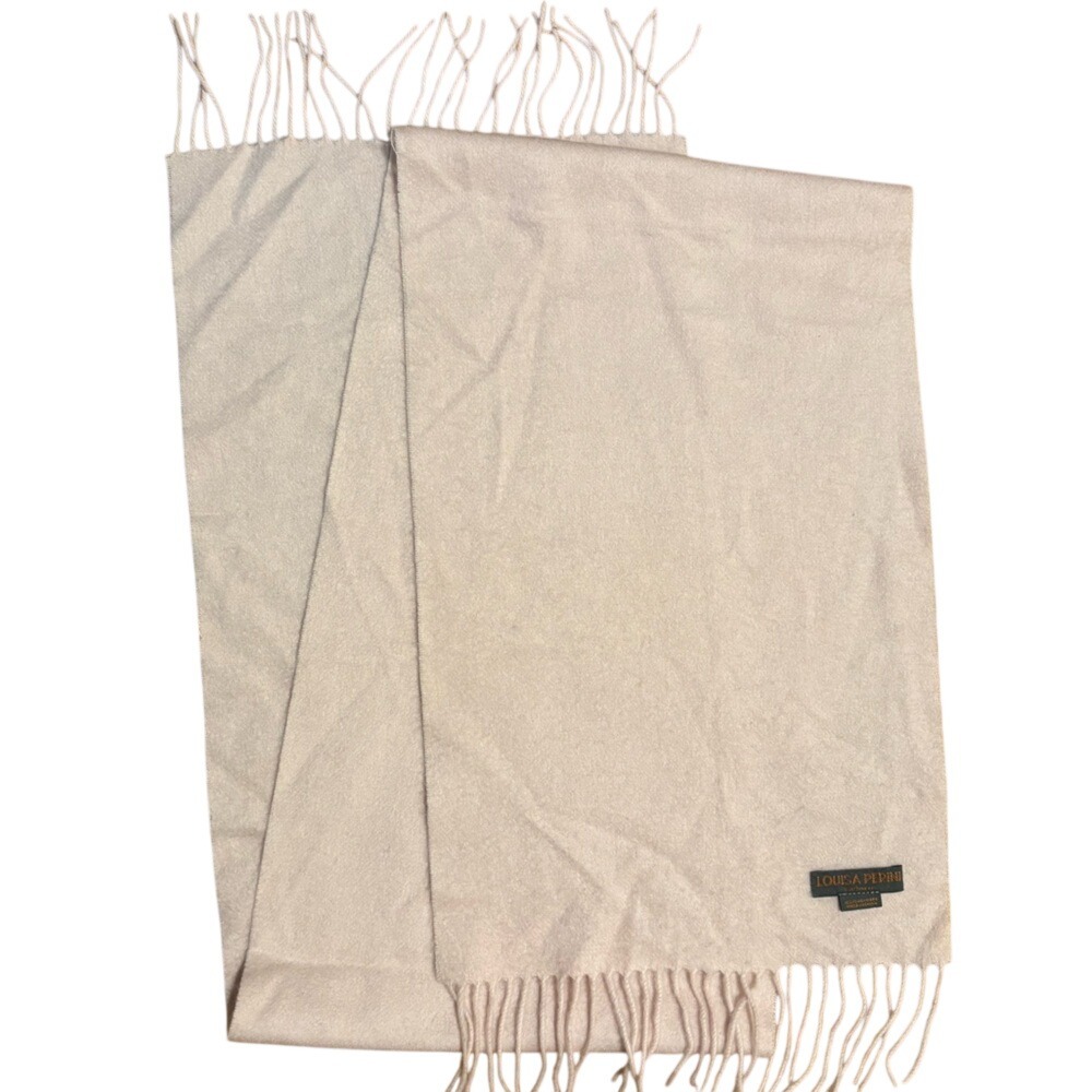 Louisa Perini 100% Cashmere Scarf Classic Fringe Women's Minimalist Soft Pink